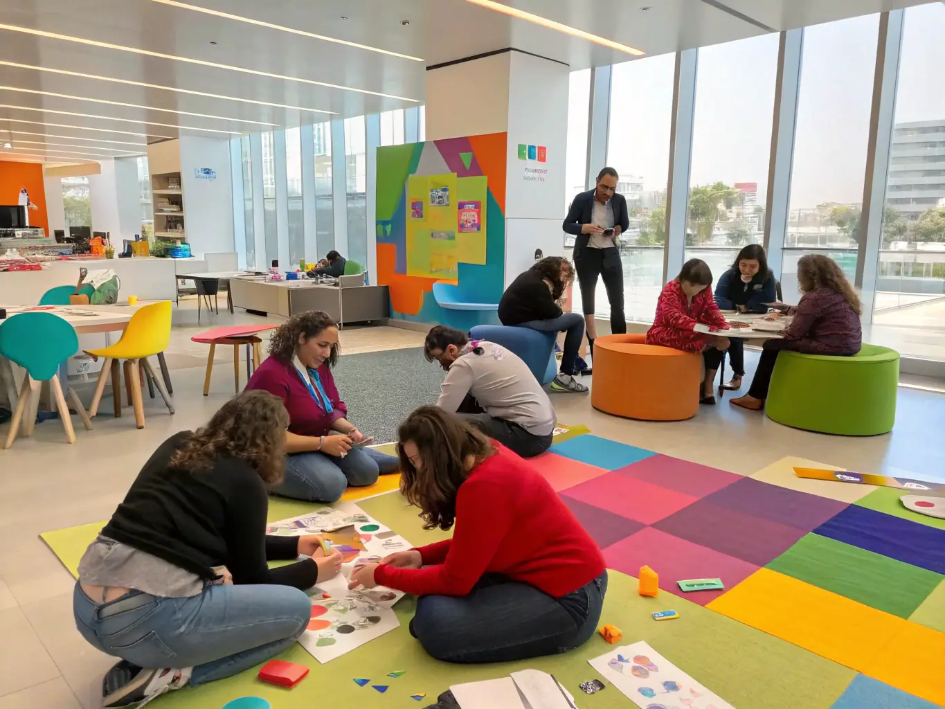 A photograph capturing a hands-on workshop session at the Startup Forum UK, with participants actively engaged in problem-solving and collaborative exercises.